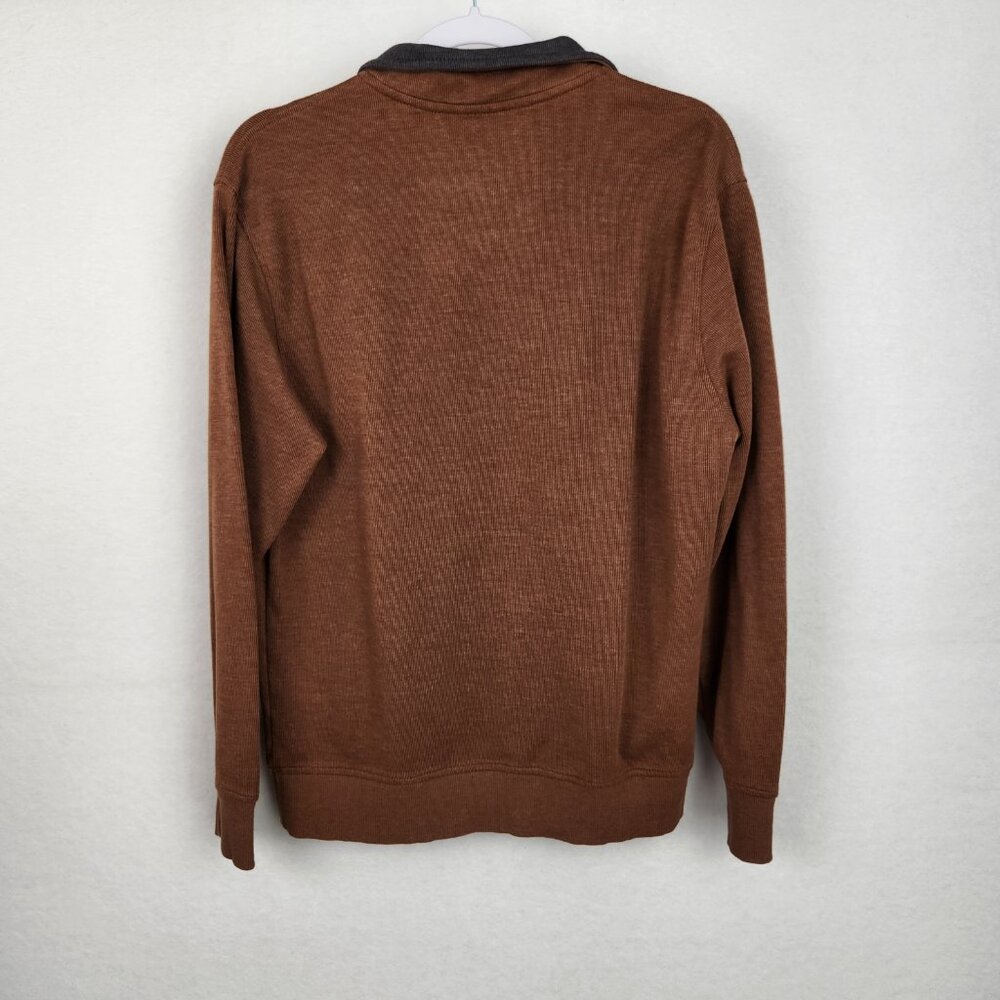Van Heusen Men's Quarter Zip Pullover Men's Size M Brown Cotton Blend Casual - Picture 2 of 8